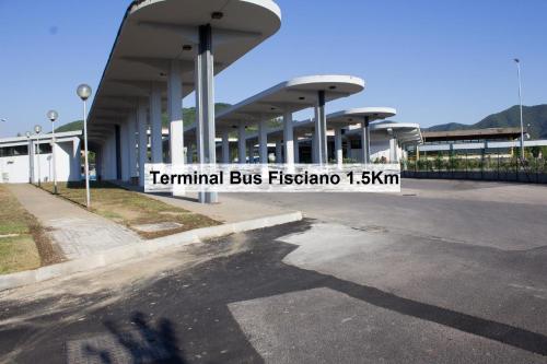 a building with a sign that reads terminal bus fiesta at B&B Civico 28 in Mercato San Severino