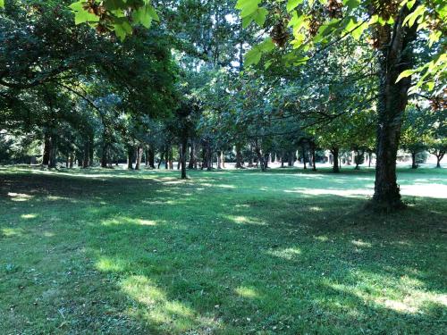 a park with a lot of trees and green grass at Château de Lannouan in Landévant