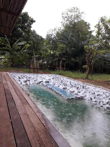 un troupeau d’oiseaux blancs dans l’eau dans l'établissement Baan Hotelier Resort, à Trat