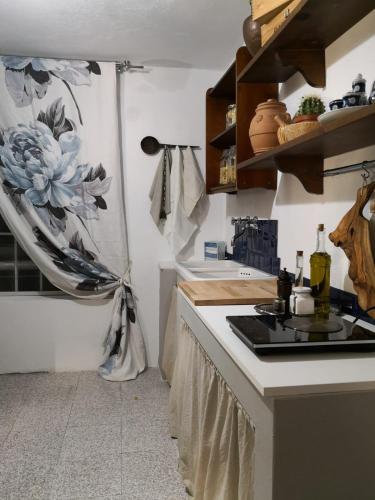 a kitchen with a sink and a counter top at Casa al Riccio in Capolona