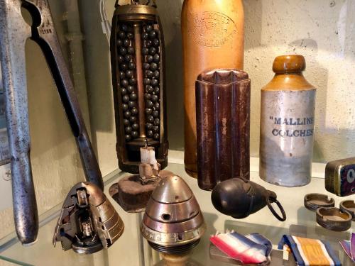 a group of items on a kitchen counter at Dupres House, Chavasse Farm, Somme Battlefields in Hardecourt-aux-Bois