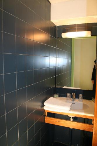 a bathroom with a sink and a mirror at Hôtel La Chartreuse in Toulouse