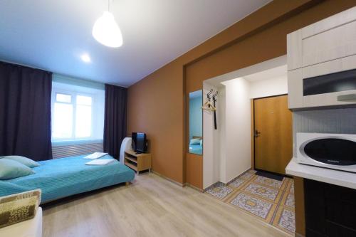 エカテリンブルクにあるАпартаменты на Комсомольскойのベッドルーム1室(ベッド1台、テレビ付)