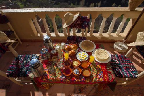 an overhead view of a table with food on it at Berber Family Lodge in Imlil