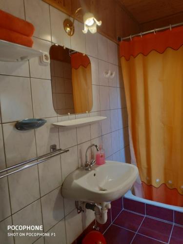 ナジカニジャにあるHerkules Panzióのバスルーム(洗面台、鏡付)