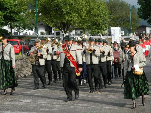 a group of people playing music in a parade at Gästehaus Christoph in Ried im Zillertal