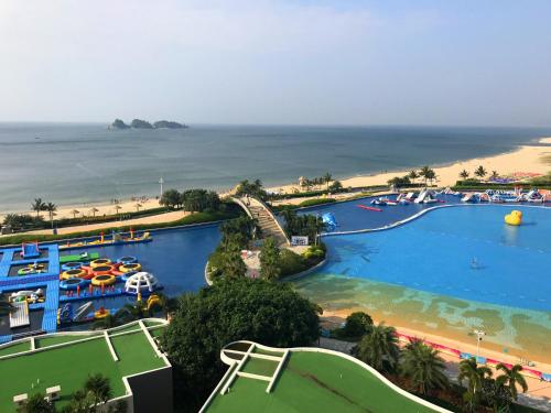 an aerial view of the water park at the beach at Coast-Inn Hailing Island in Yangjiang