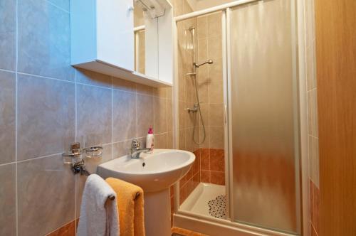 a bathroom with a sink and a shower at Apartments Rajic in Poreč