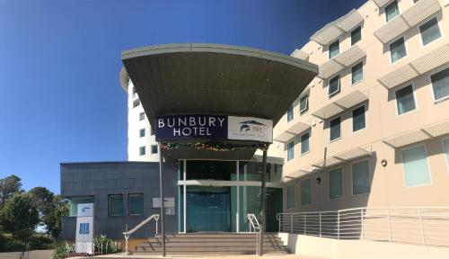 a building with a sign that reads burnbury hotel at Bunbury Hotel Koombana Bay in Bunbury