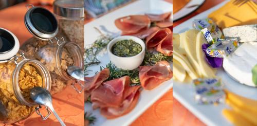 three different pictures of food on a table at Blyde River Wilderness Lodge in Hoedspruit