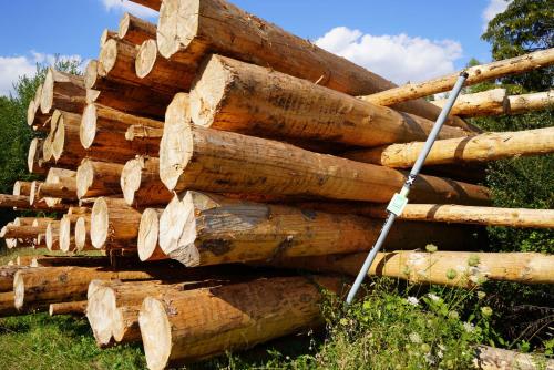 a pile of logs stacked on top of each other at Hotel Haus Recke in Balve