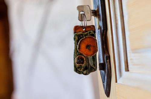 a key hanging from a door handle at Siedlisko Wigry in Rosochaty Róg