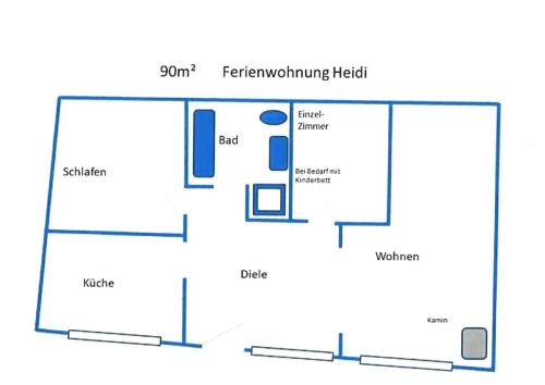 a floor plan of a building at Ferienwohnung Heidi in Altena