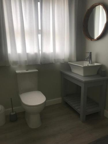 a bathroom with a toilet and a sink at Periwinkle Selfcatering 8 in Franskraal