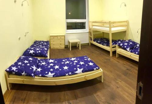 a bedroom with two bunk beds and a window at SOKOLOVNA TRUTNOV in Trutnov