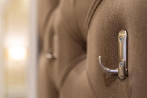 a close up of a door with a metal handle at Heliotrope Hotels in Mytilini