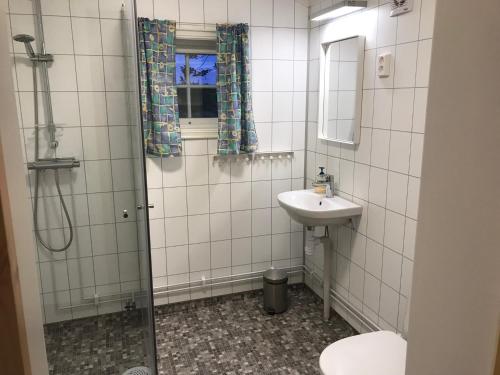 Phòng tắm tại Roste Hyttetun og Camping