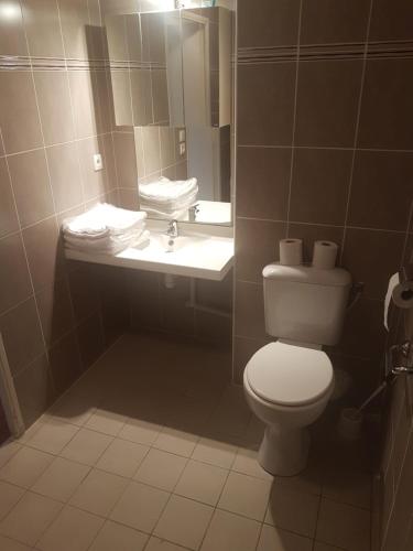 ブール・ガン・ブレスにあるCentral Facのバスルーム(トイレ、洗面台、鏡付)