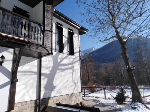 a house with a view of the mountains at Complex Magic of the Rhodopes in Bachkovo