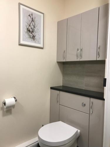 a bathroom with a toilet and a picture on the wall at Hartington House in Woodhall Spa