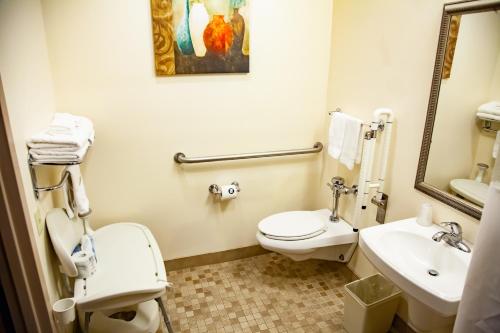 a bathroom with a toilet and a sink at Asbury Inn & Suites in Wilmore