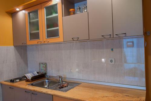 a kitchen with a sink and a counter top at Apartments Raj in Vrnjačka Banja