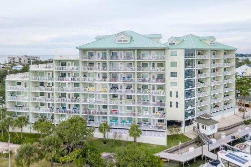 an aerial view of a resort building at Harbourside at Marker Condos in Clearwater Beach