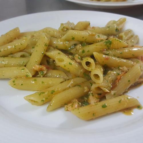 a plate of pasta on a white plate at Hotel La Fattoria Sul Mare in Capo Vaticano