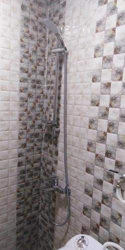 a shower stall in a bathroom with a toilet at روح الأصيلة للشقق المخدومة Roh Alaseilah Serviced Apartments in Taif