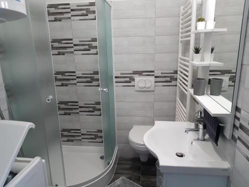 Kúpeľňa v ubytovaní Pelso apartman