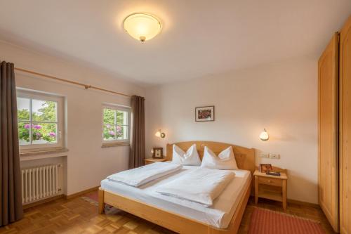 a bedroom with a bed and a window at Residence Diamant in Castelrotto