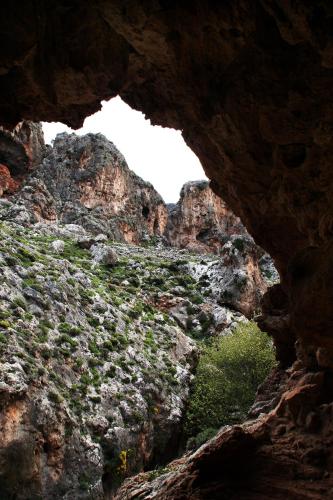 a view of a rocky canyon from a cave at Villa Kalliopi ΙnCreteble Cretan Resindences Collection in Xerokampos