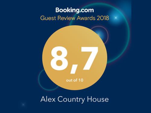 Alex Country Houseに飾ってある許可証、賞状、看板またはその他の書類