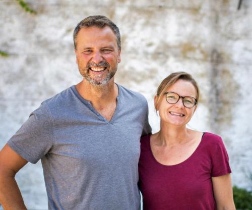 a man and a woman standing next to each other at Agriturismo Alla Vecchia Quercia in Pergola