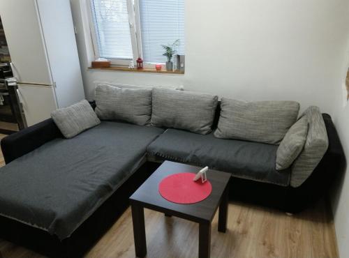 a living room with a couch and a table at Ubytovanie Queen in Nováky