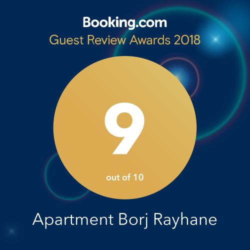 un cerchio giallo con il testo quest review awards appointment bot rxarma di Apartment Borj Rayhane a Tangeri