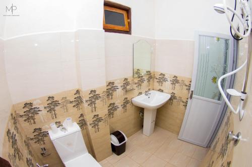 y baño con lavabo y aseo. en Tea Breeze Motel en Nallathanniya