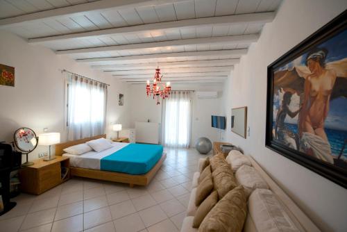 Katil atau katil-katil dalam bilik di Wild View Mykonos