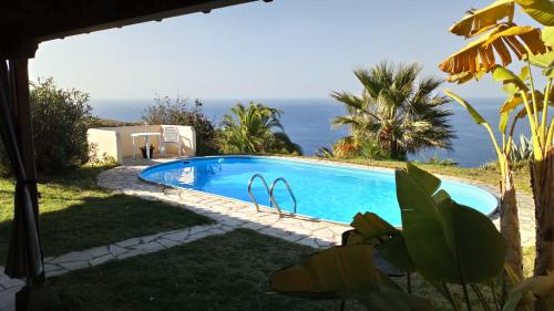 a swimming pool with the ocean in the background at Finca Marita in Tijarafe
