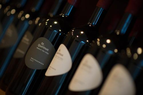 a bunch of wine bottles in a wine cellar at Biobauernhof St. Quirinus in Caldaro