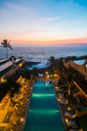 an aerial view of a resort with a swimming pool at Thaproban Pavilion Waves in Unawatuna