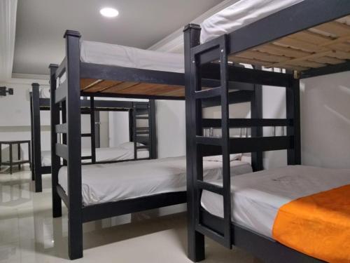 a group of bunk beds in a room at Hotel San Marcos Barranquilla in Barranquilla