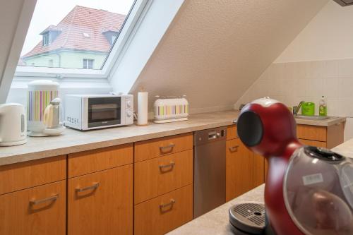 Dapur atau dapur kecil di Ferienwohnung Am Waldrand
