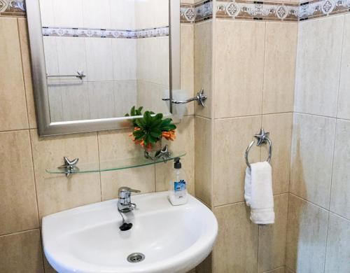 a bathroom with a sink and a mirror at Apartamento ARENA en Santa Cruz de la Palma in Santa Cruz de la Palma