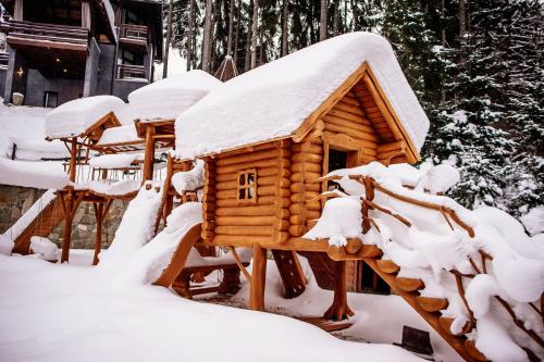 a log cabin in the snow at SPA HOTEL Gora in Bukovel