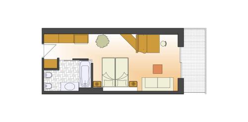 a floor plan of a small house at Naturhotel Leitlhof in San Candido
