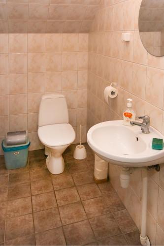 a bathroom with a toilet and a sink at Guesthouse Laurits in Kuressaare