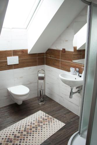 a bathroom with a toilet and a sink at Čechův dvůr in Louka