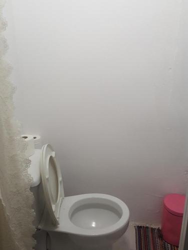 a bathroom with a toilet with the lid up at City Large Studio in Limassol