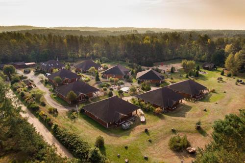 an aerial view of a house with a yard at Leśna Oaza in Borek